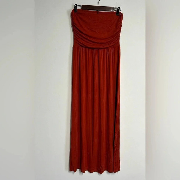 Heart & Hips Women’s Large Orange Maxi Dress Slinky Stretch Boho Fairycore HOCO - Picture 2 of 12